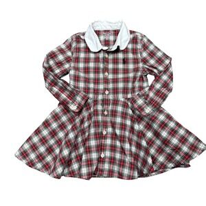 Ralph Lauren Toddler Girls‎ Plaid Button Down Shirt Dress 18M Red Green White